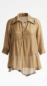 Beige Cotton Silk Shirt