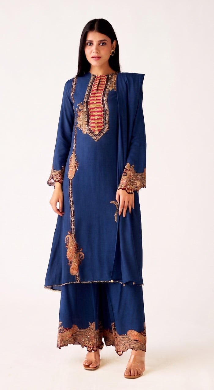 Blue Muslin Suit Set