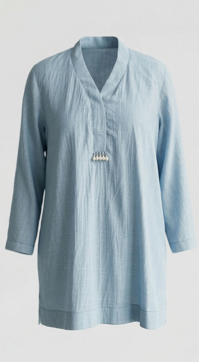 Blue Mul Chanderi Tunic
