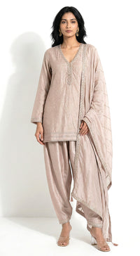 Beige Chanderi Kurta Set