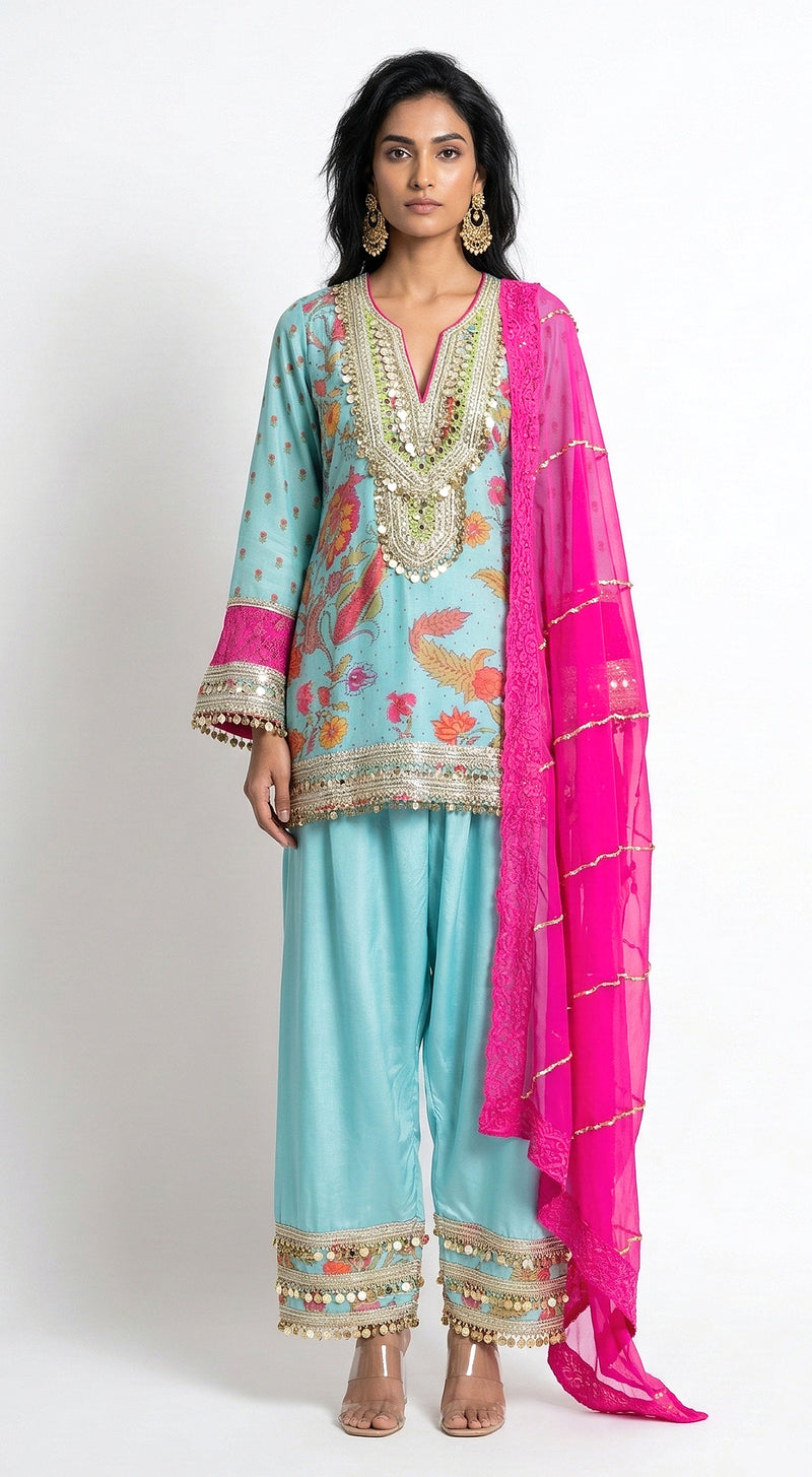 The Blue Tassel & Tide Kurta Set