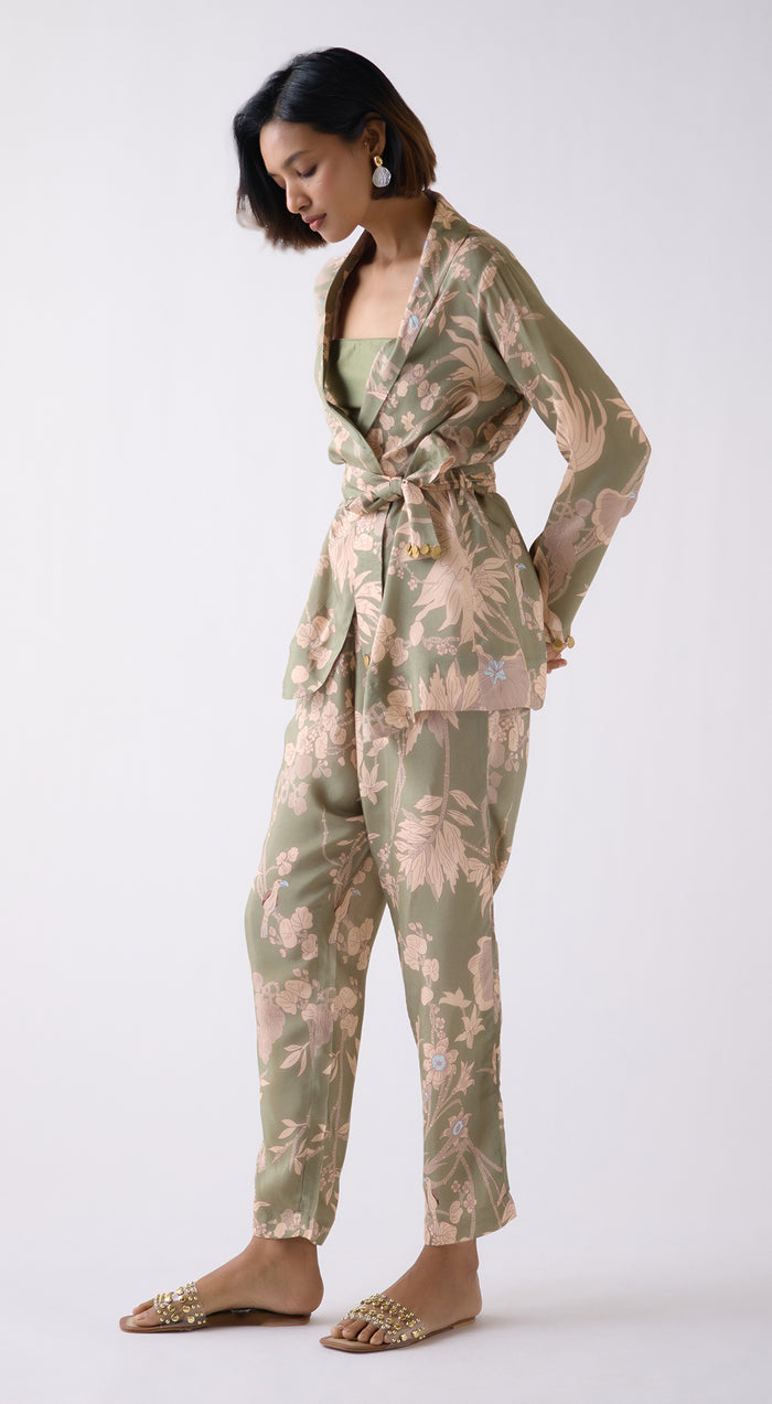 Green Floral Print Co-ord Set