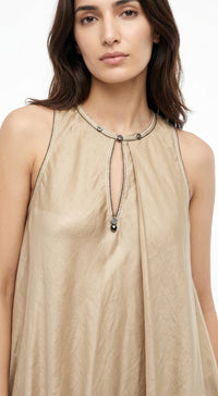 Beige Cotton Silk Co-ord Set
