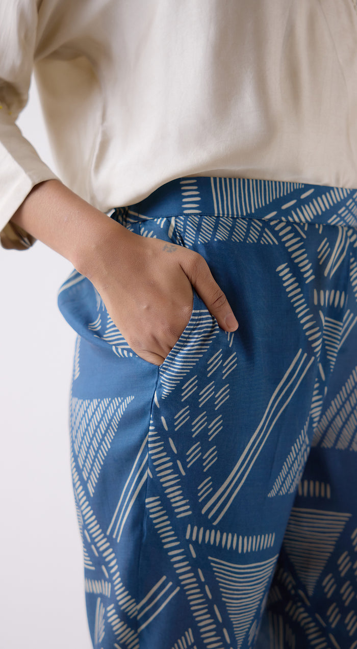 Blue Straight-Fit Trousers