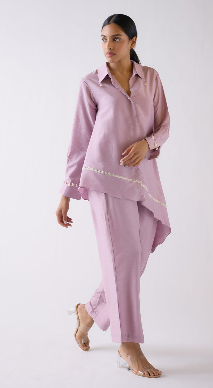 Lilac Cotton Silk Co-ord Set