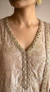 Beige Chanderi Kurta Set