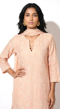 Pink Chanderi Kurta Set