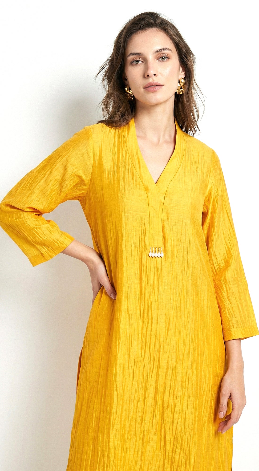 Mustard Chanderi Co-ord Set