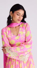 Pink Embroidered Sharara Set by Basanti Kapde Aur Koffee