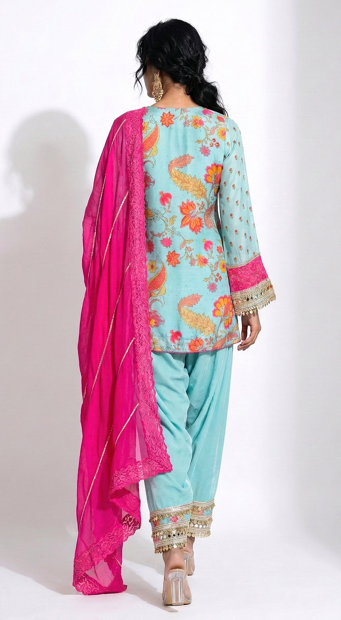 Blue Cotton Silk Embroidered Kurta Set