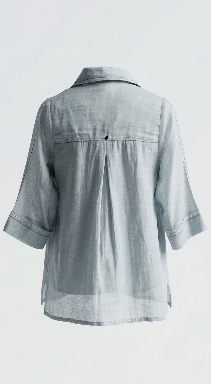 Aqua Cotton Silk Shirt