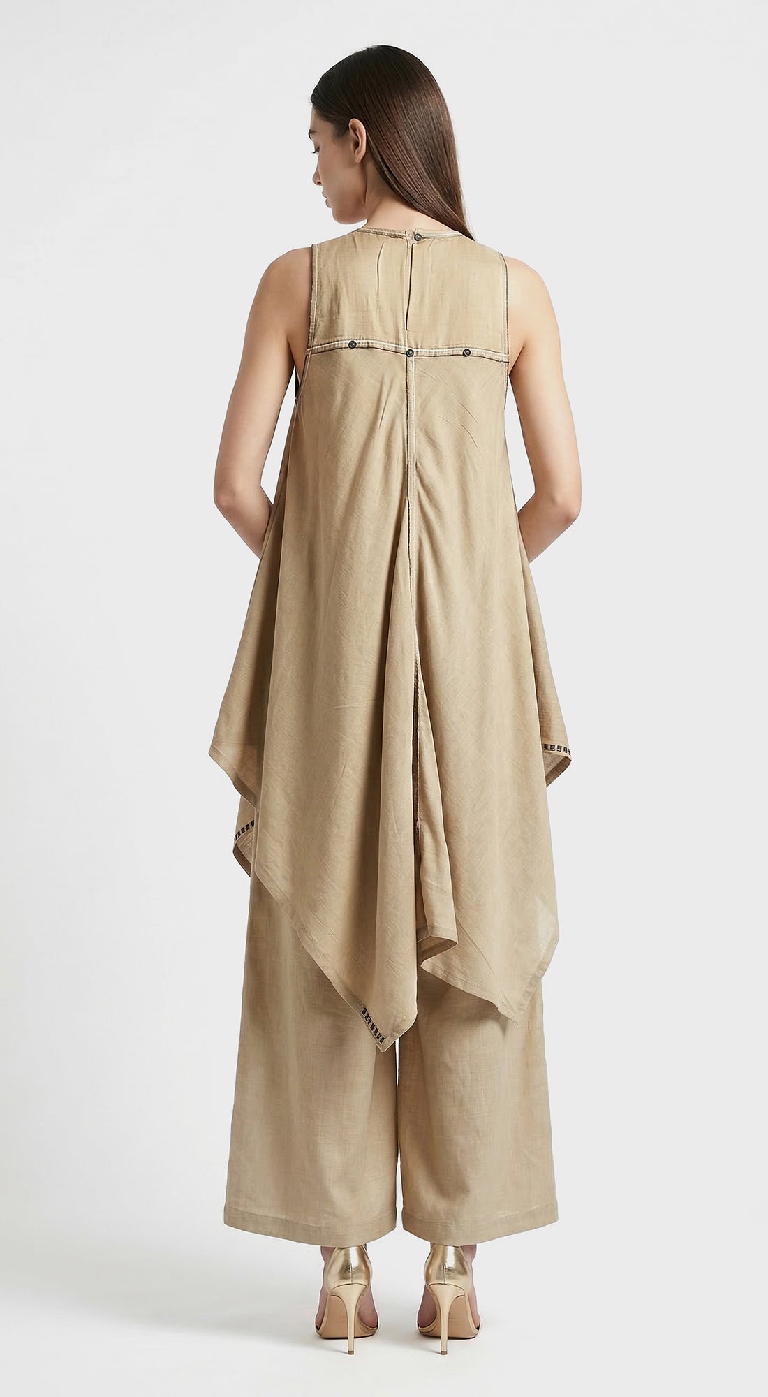 Beige Cotton Silk Co-ord Set