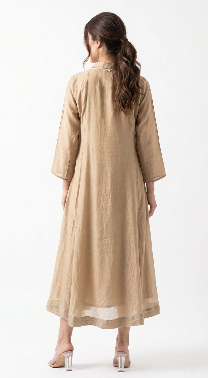 Beige Cotton SIlk Dress