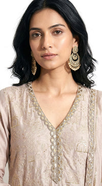 Beige Chanderi Kurta Set