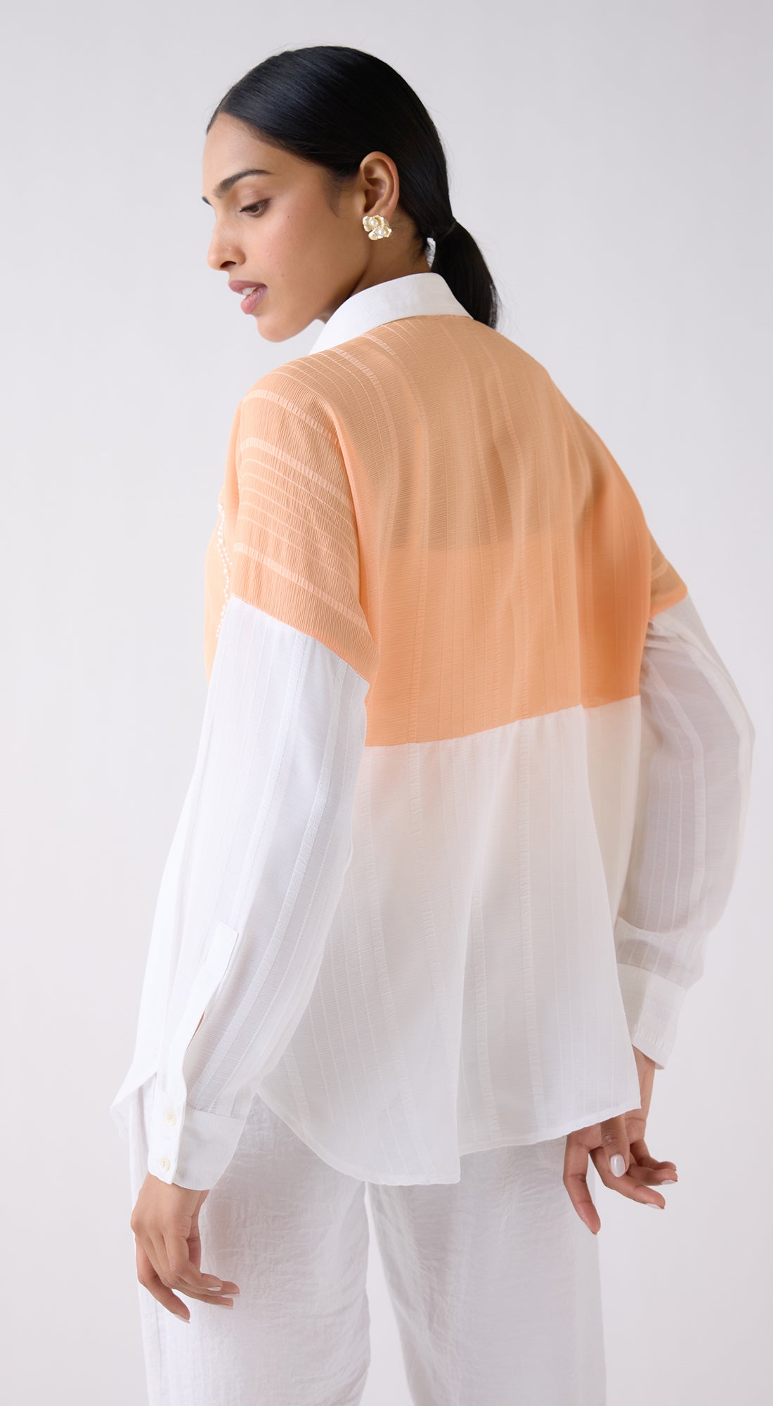 peach chiffon blouses