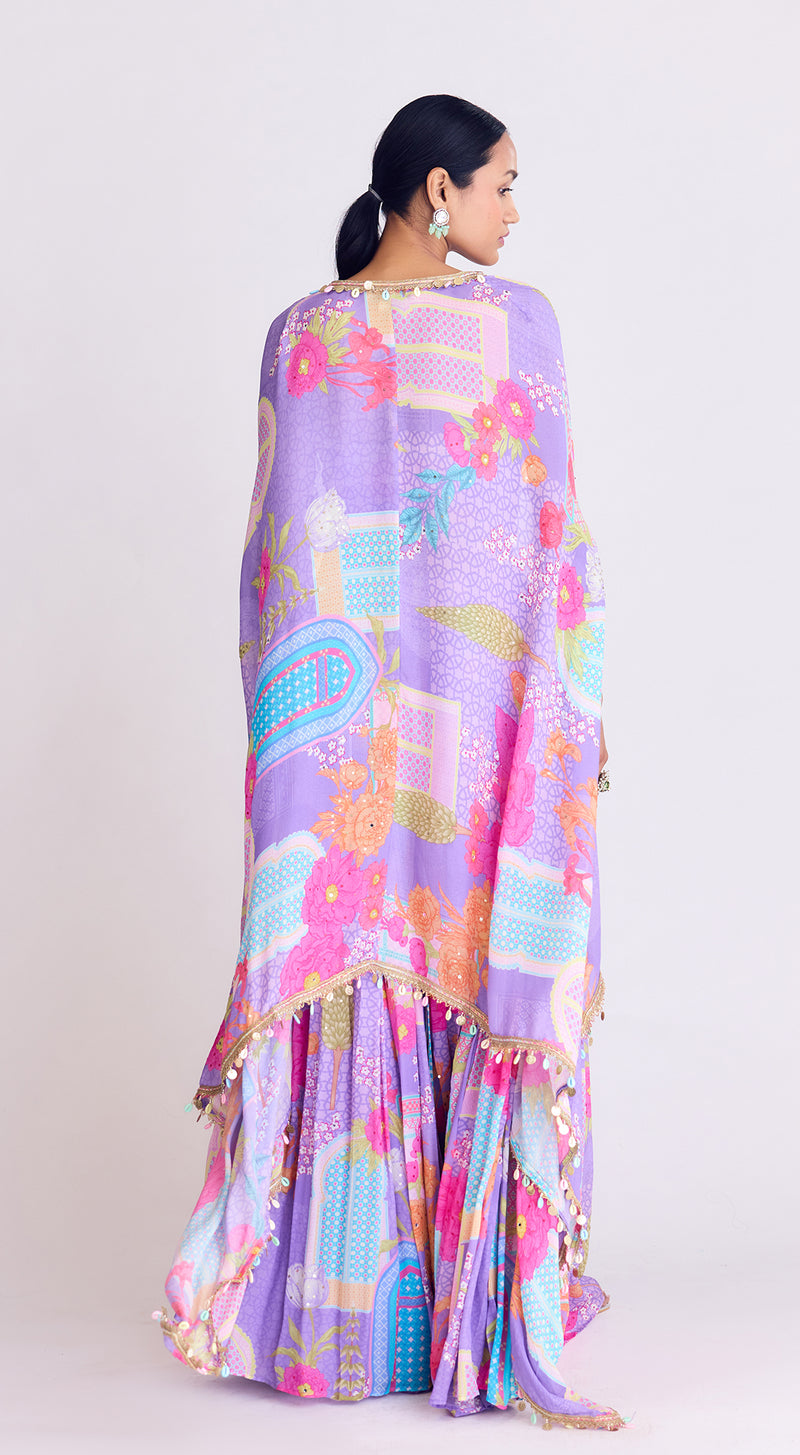 Purple Skirt Set with Cape by Basanti Kapde Aur Koffee