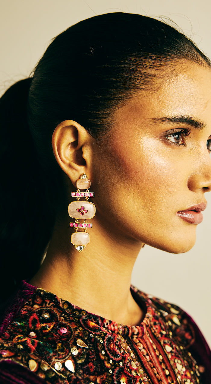 Peach Stone Dangle Earrings