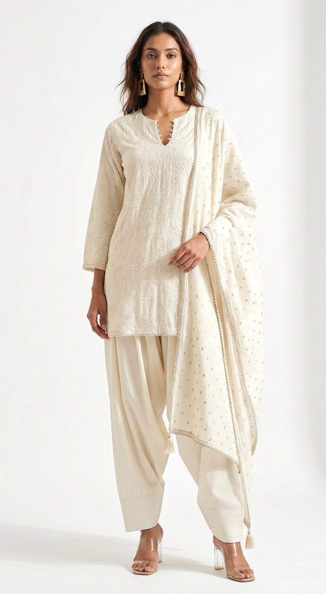 Ivory Chanderi Kurta Set