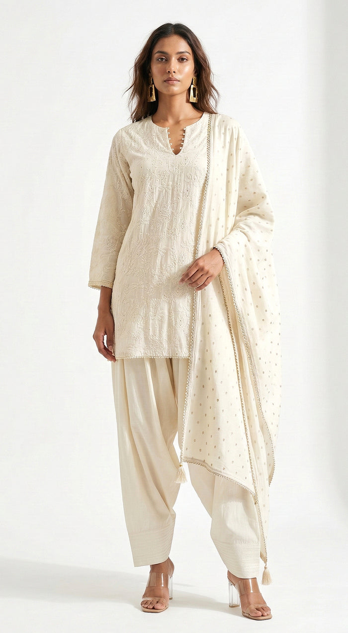 Ivory Chanderi Kurta Set
