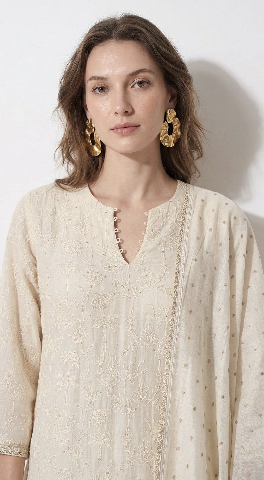 Ivory Chanderi Kurta Set