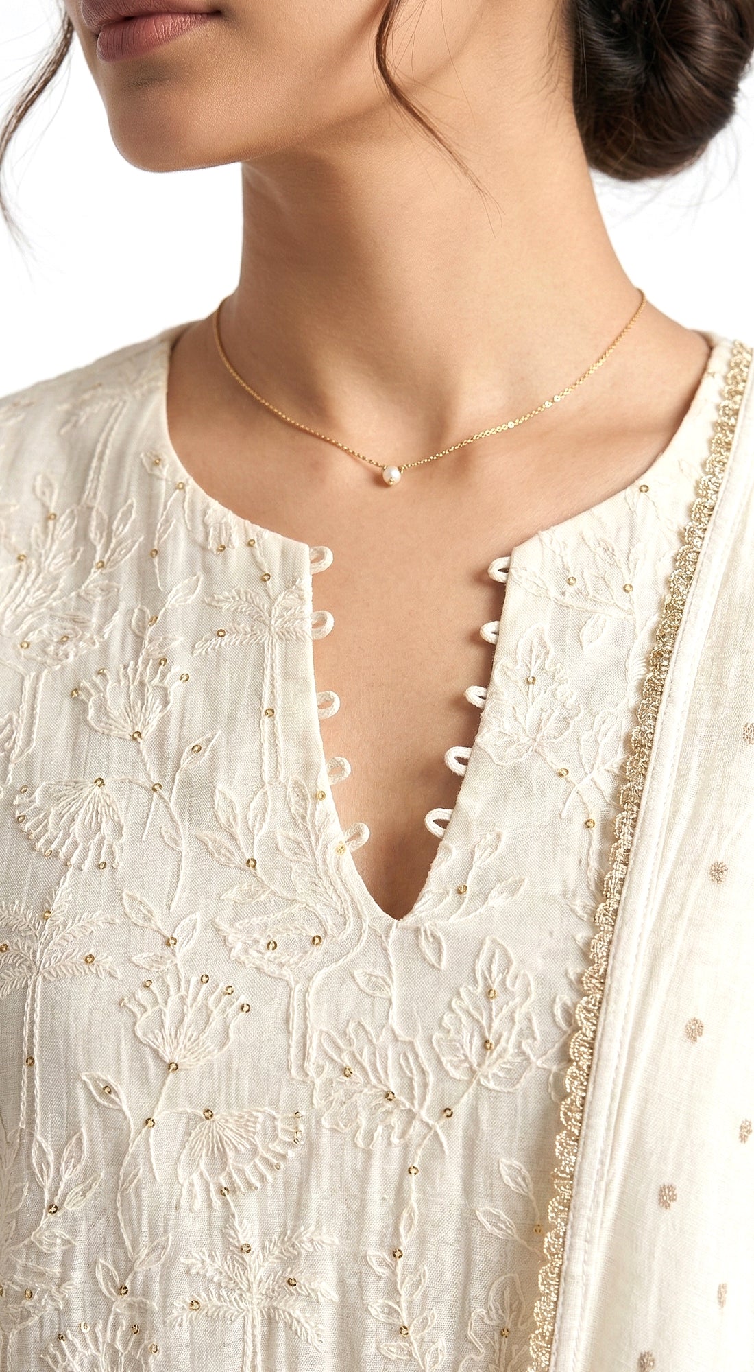 Ivory Chanderi Kurta Set