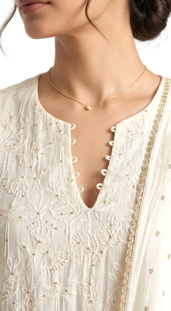 Ivory Chanderi Kurta Set