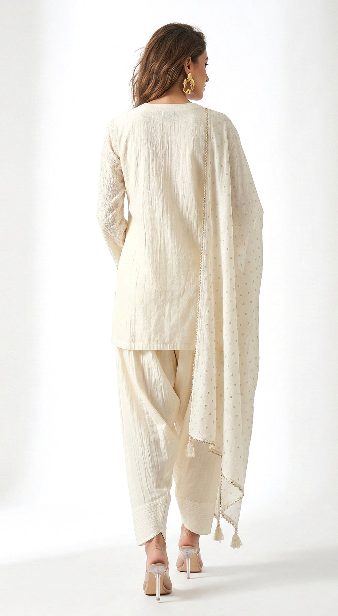 Ivory Chanderi Kurta Set