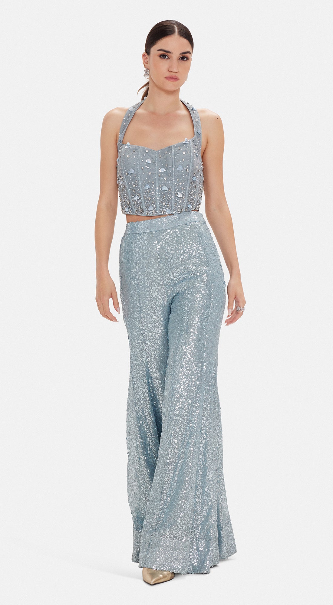 The Electric Indigo Corset & Sharara Set