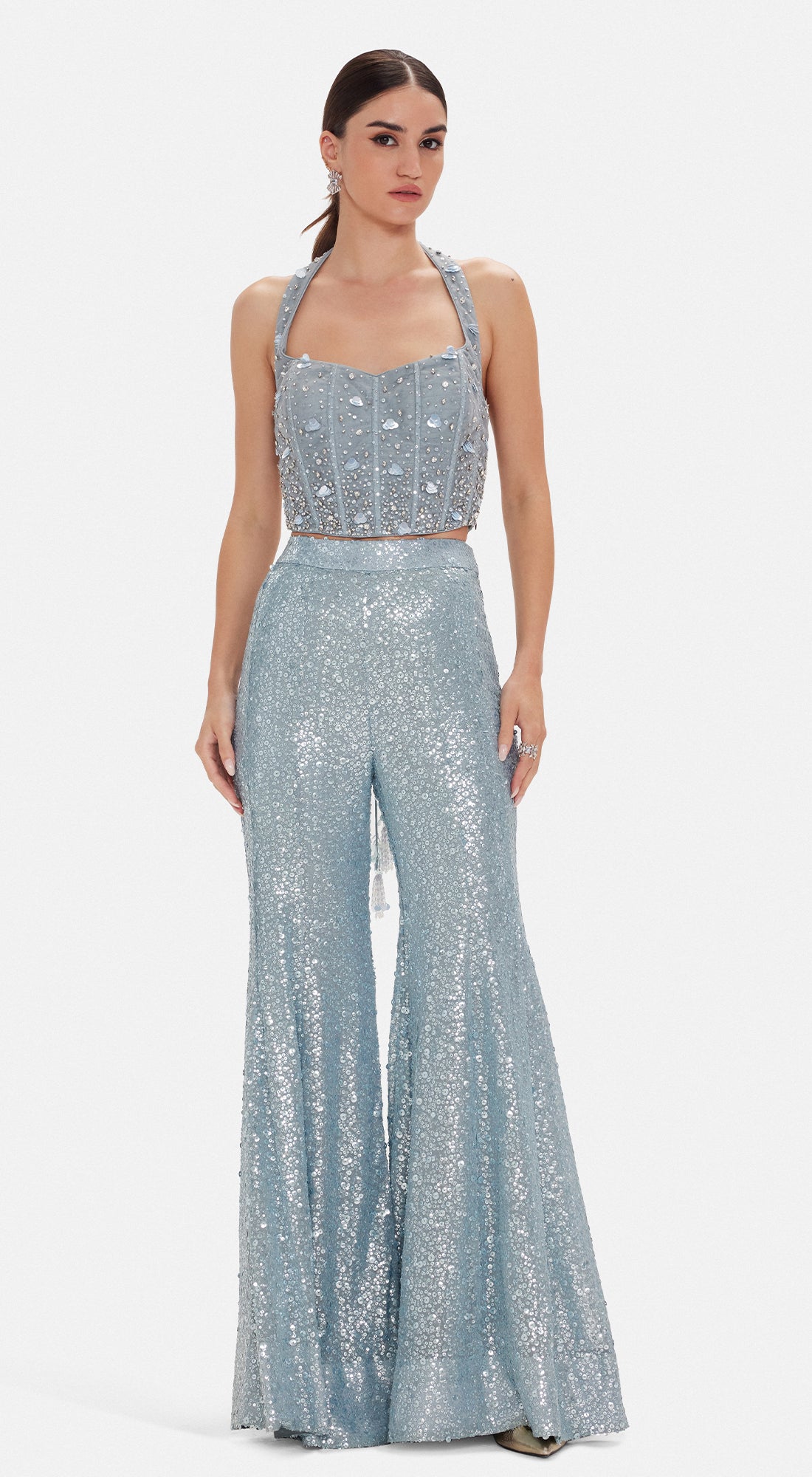 The Electric Indigo Corset & Sharara Set