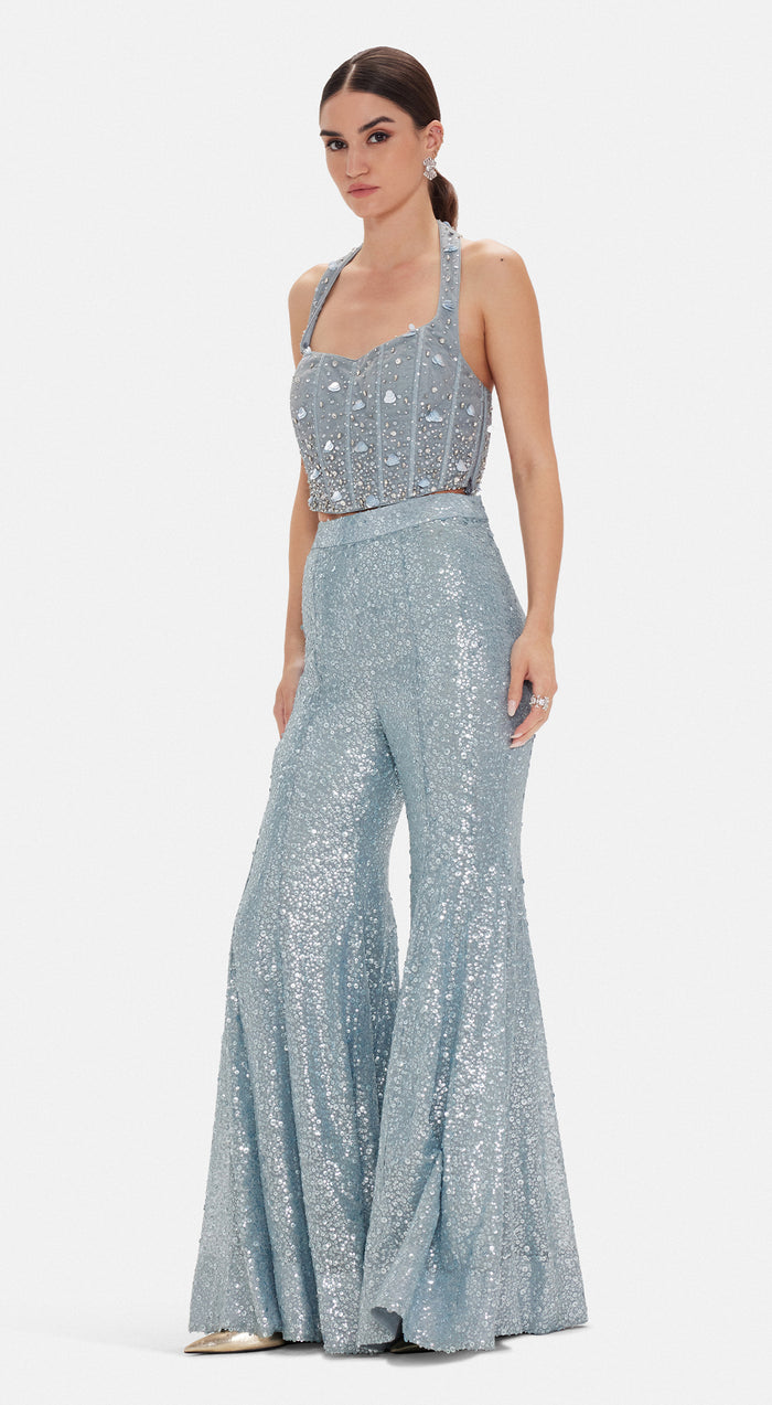 The Electric Indigo Corset & Sharara Set