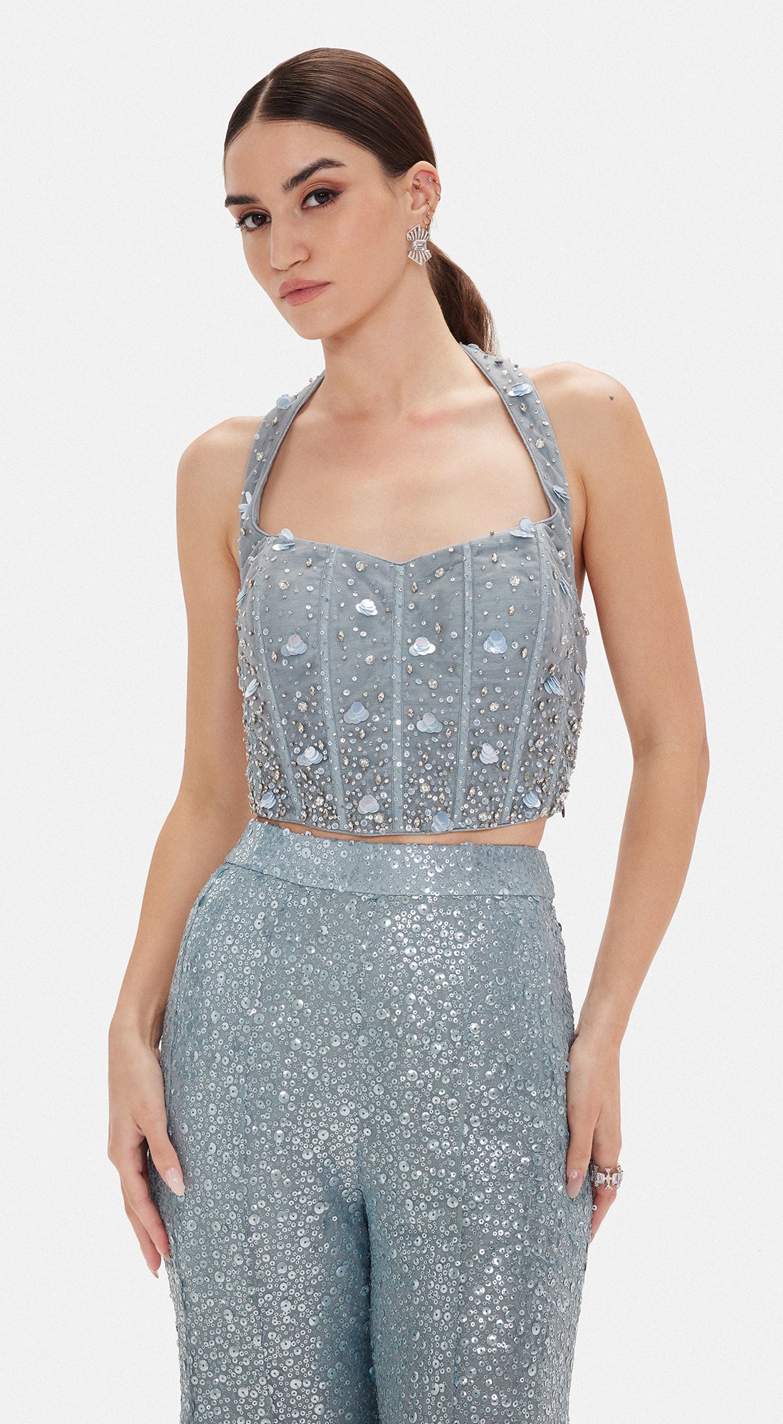 The Electric Indigo Corset & Sharara Set