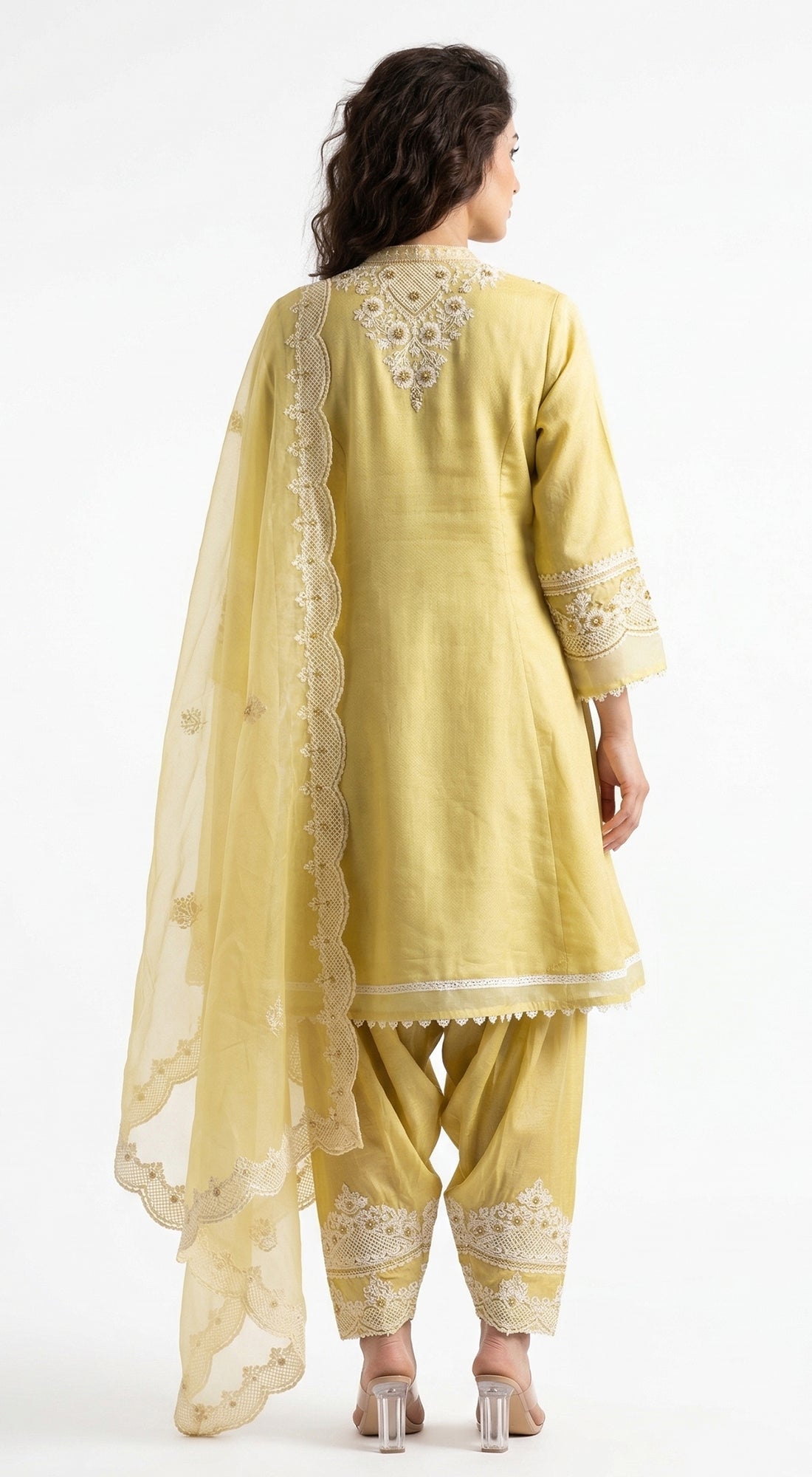 Pista Cotton Embroidered Kurta Set