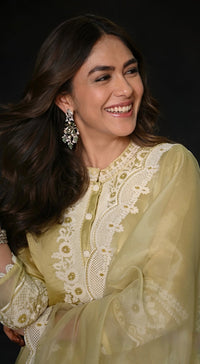 Pista Cotton Embroidered Kurta Set