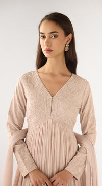 Grey Georgette Embroidered Anarkali