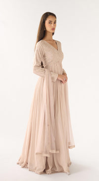 Grey Georgette Embroidered Anarkali Set