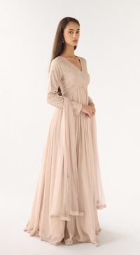 Grey Georgette Embroidered Anarkali