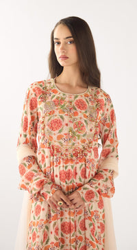 White Chinon Anarkali Set