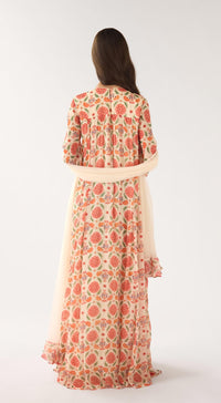 White Chinon Anarkali Set