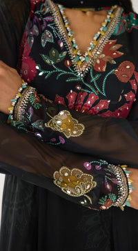 Black Georgette Embroidered Anarkali Set