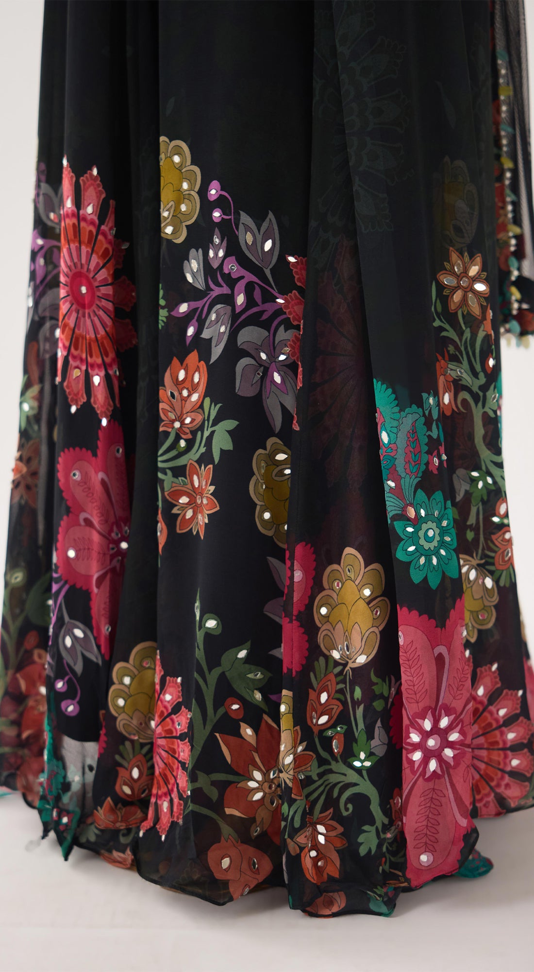 Black Georgette Embroidered Anarkali Set