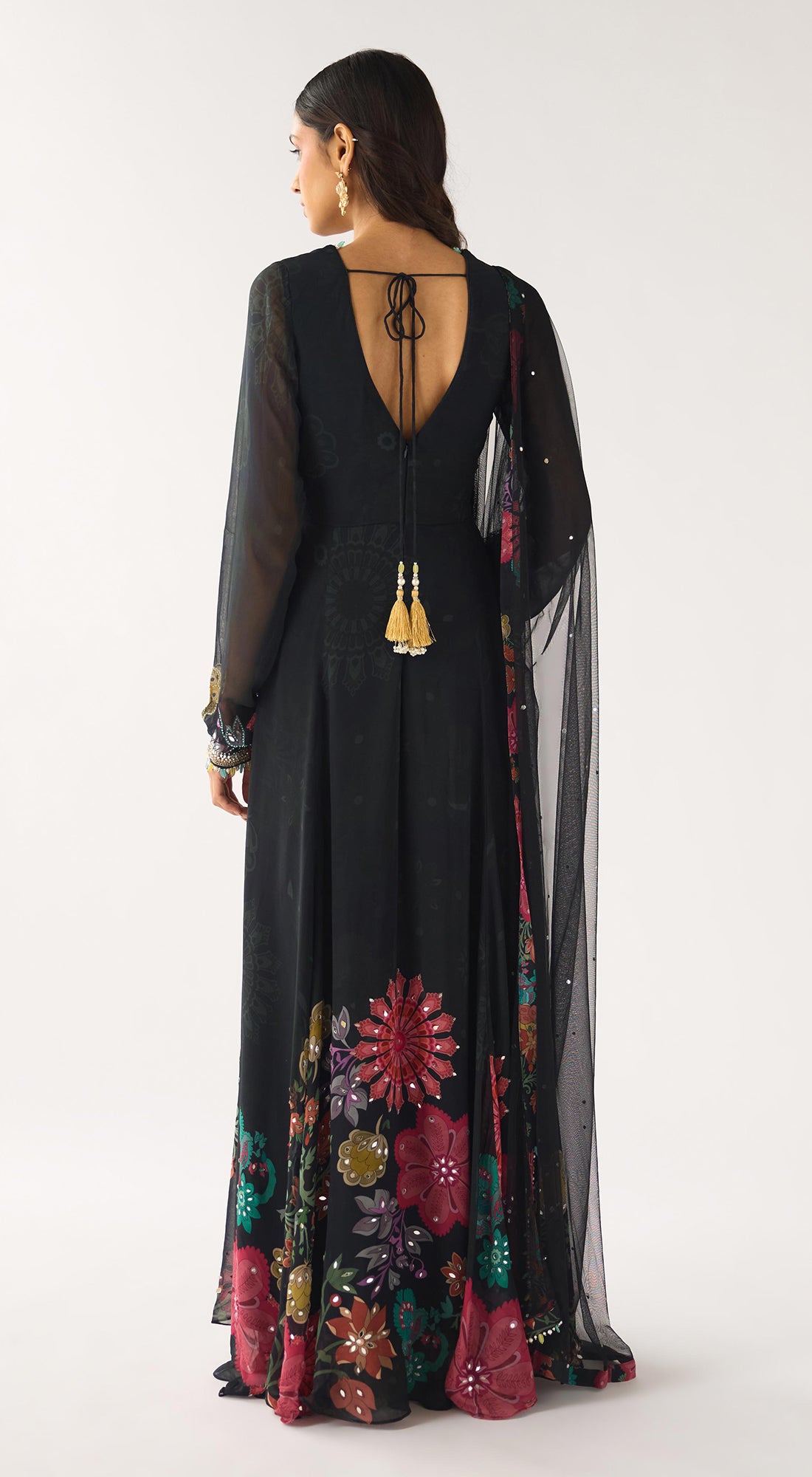 Black Georgette Embroidered Anarkali Set