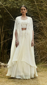 Ivory Embroidered Cape Set