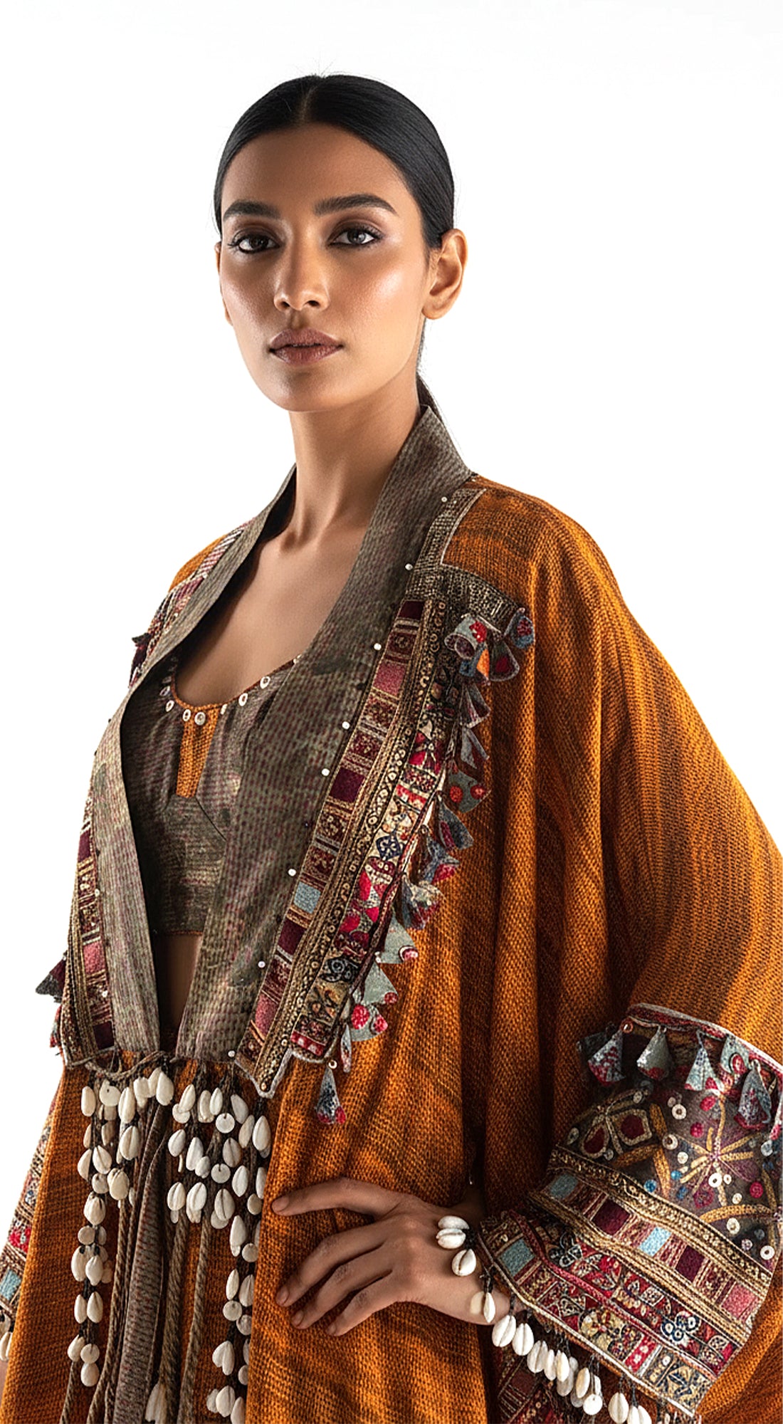 Saffron Dynasty Embellished Cape Set