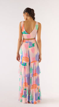 Lilac Georgette Embroidered Cape Set