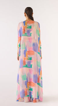 Lilac Georgette Embroidered Cape Set