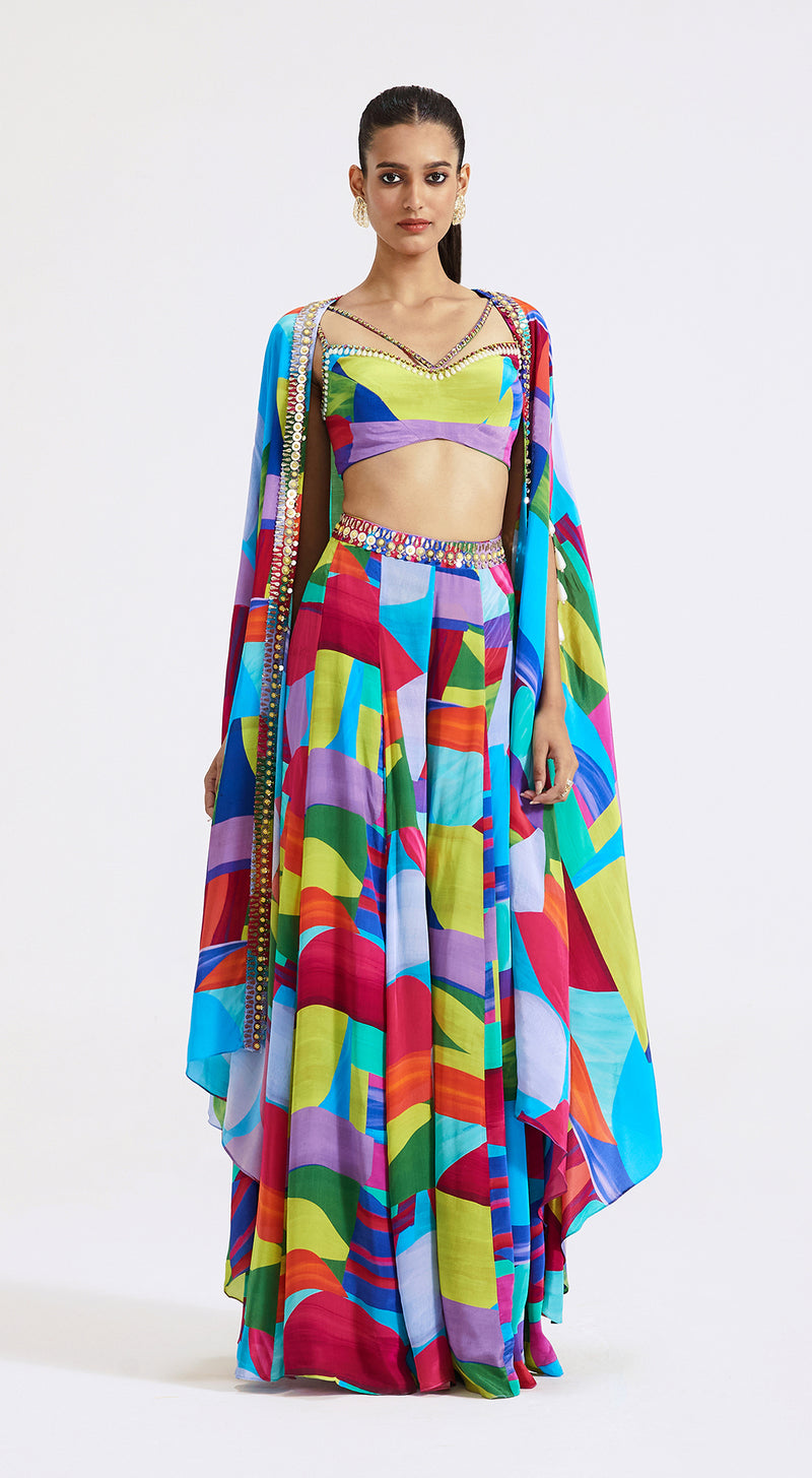 Multicolored Skirt Set