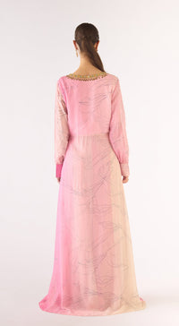 Mauve Chiffon Embroidered Cape Set