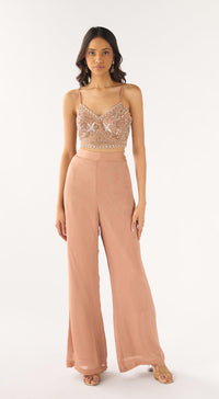 Peach Organza Embroidered Fusion Set