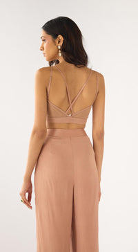 Peach Organza Embroidered Fusion Set