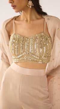 Baby Pink Banarasi Embroidered Cape Set